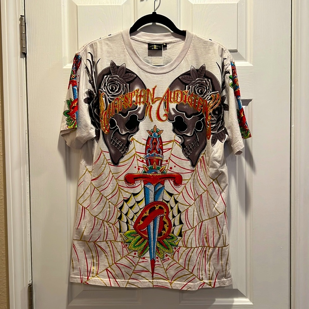 Christian Audigier | Rhinestone Skull & Sword Collectible Tee